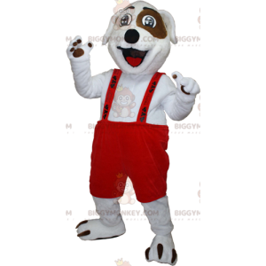 Kostým maskota bílého a hnědého psa BIGGYMONKEY™ s kombinézou –