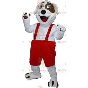 Kostým maskota bílého a hnědého psa BIGGYMONKEY™ s kombinézou - Maskoti psů - BIGGYMONKEY_06078 - BiggyMonkey.com