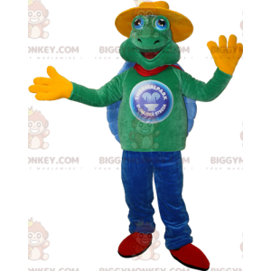 Green and Blue Turtle BIGGYMONKEY™ Mascot Costume with Yellow