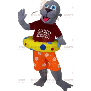 BIGGYMONKEY™ μασκότ στολή Grey Otter Sea Lion σε εορταστική