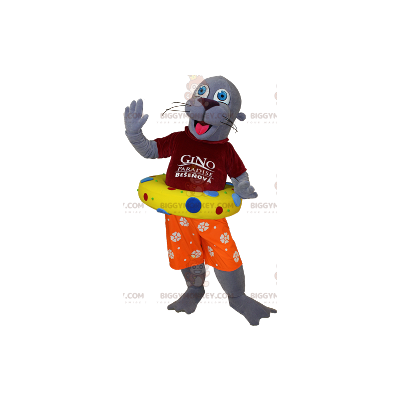 BIGGYMONKEY™ Disfraz de mascota Nutria gris León marino en BIGGYMONKEY™ Disfraz de mascota Nutria gris León marino en