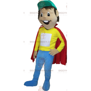Brown boy BIGGYMONKEY™ mascot costume with red cape -