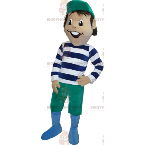 Bruin BIGGYMONKEY™ mascottekostuum met gestreepte outfit - Mascottes voor jongens en meisjes - BiggyMonkey.com
