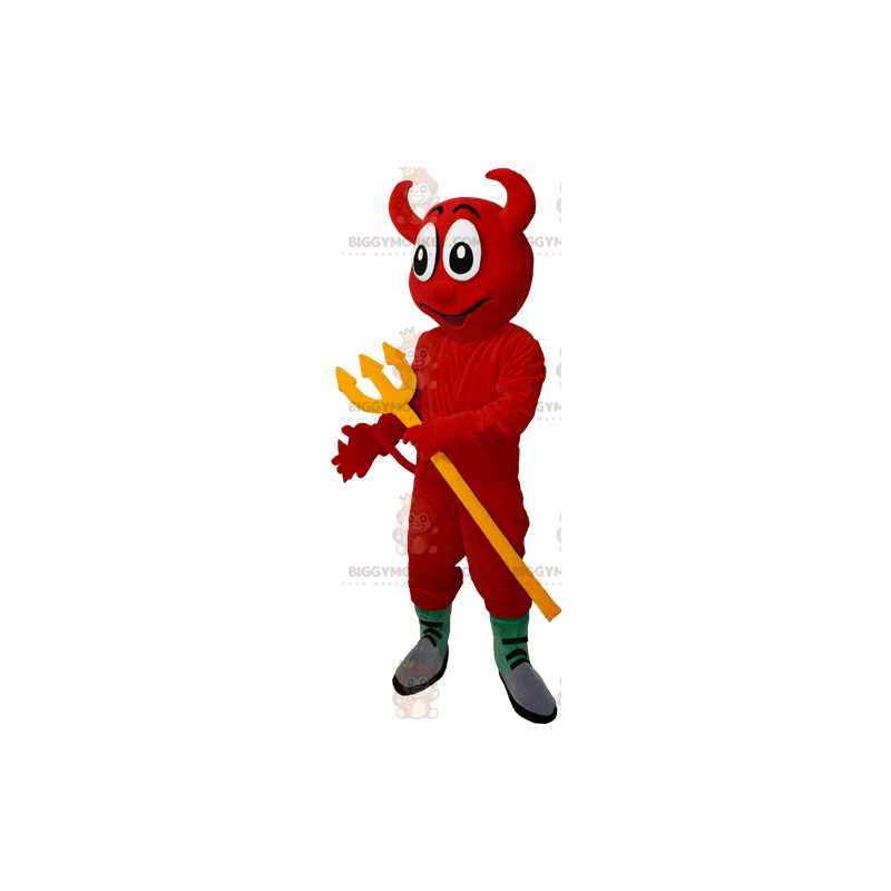 BIGGYMONKEY™ Mascottekostuum Rode Duivel met gele hooivork - BIGGYMONKEY™ Mascottekostuum Rode Duivel met gele hooivork -