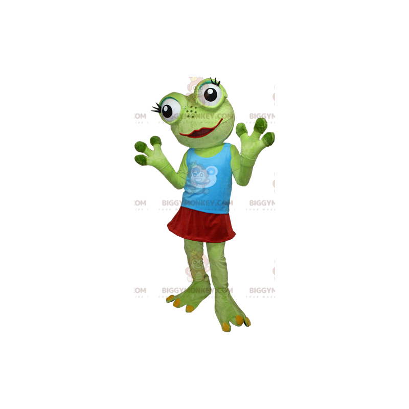 BIGGYMONKEY™ maskottiasu Erittäin hauska vihreä sammakko BIGGYMONKEY™ maskottiasu Erittäin hauska vihreä sammakko