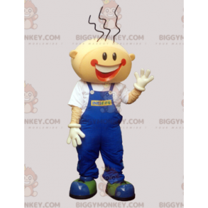 Smiling Boy BIGGYMONKEY™ Mascot Costume With Overalls -