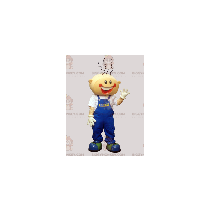 Lächelnder Junge BIGGYMONKEY™ Maskottchenkostüm mit Overall - Lächelnder Junge BIGGYMONKEY™ Maskottchenkostüm mit Overall -