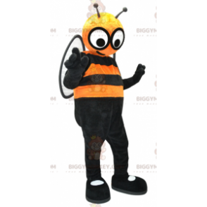 BIGGYMONKEY™ maskotkostume Orange og sort bi med store øjne -