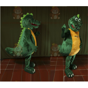 Kæmpe grøn og gul krokodille BIGGYMONKEY™ maskotkostume -