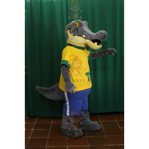 Gray and Yellow Alligator Crocodile BIGGYMONKEY™ Mascot Costume