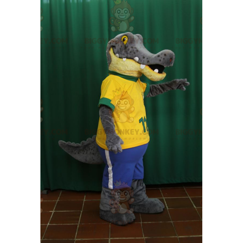 Costume de mascotte BIGGYMONKEY™ de crocodile d'alligator gris Costume de mascotte BIGGYMONKEY™ de crocodile d'alligator gris