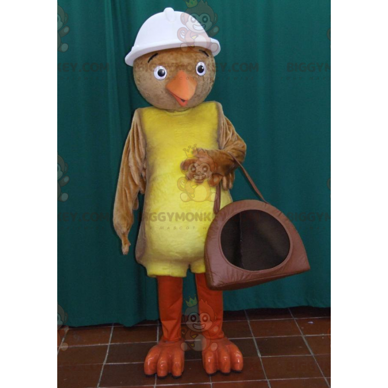 Brown and Yellow Bird BIGGYMONKEY™ Mascot Costume with White