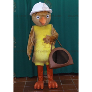 Brown and Yellow Bird BIGGYMONKEY™ Mascot Costume with White