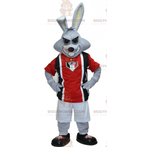 Traje de mascote BIGGYMONKEY™ Coelho cinza em roupa esportiva