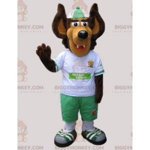 BIGGYMONKEY™ Mascot Costume of Brown and Tan Wolf Dressed in