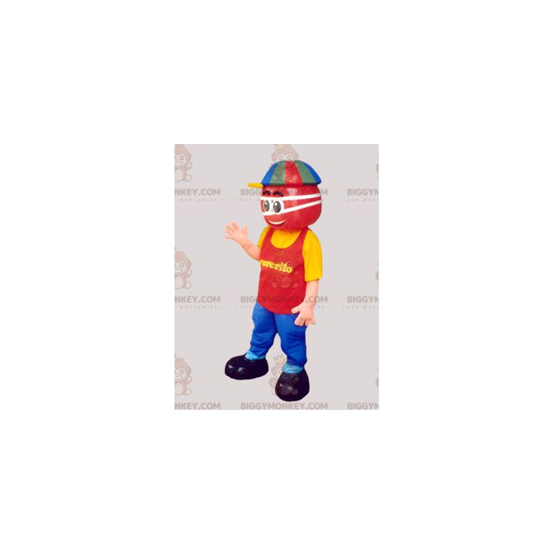 Costume de mascotte BIGGYMONKEY™ de bonhomme rouge habillé Costume de mascotte BIGGYMONKEY™ de bonhomme rouge habillé