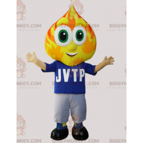 BIGGYMONKEY™ Schneemann-Maskottchen-Kostüm mit Flammenkopf -