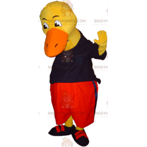 BIGGYMONKEY™ Mascot Costume Giant Yellow Duck Dressed in Black