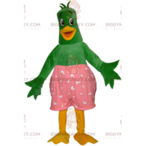 BIGGYMONKEY™ Mascot Costume Green and Yellow Duck Bird with Pink Boxer Shorts - Bird mascot - BiggyMonkey.com