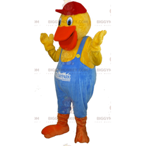 Kostým maskota BIGGYMONKEY™ Žlutá a oranžová kachna v modré