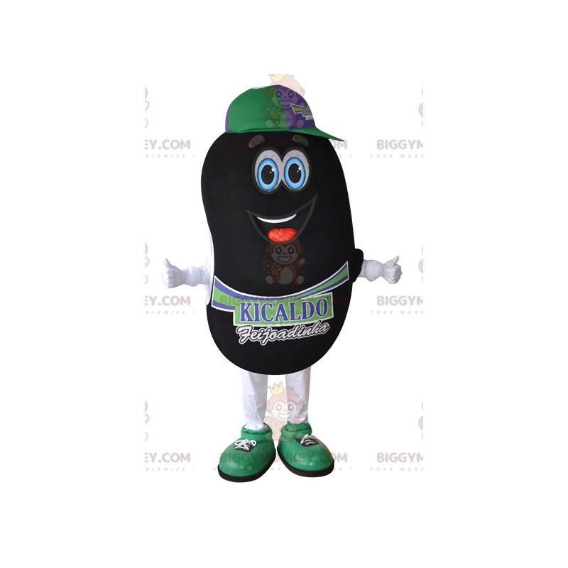 Costume de mascotte BIGGYMONKEY™ de haricot noir géant. Costume