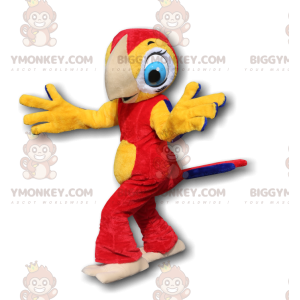 BIGGYMONKEY™ Mascot Costume Red and Yellow Parrot with Cute