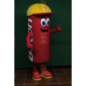 BIGGYMONKEY™ Cylindrical Red Man Mascot Costume With Cap -