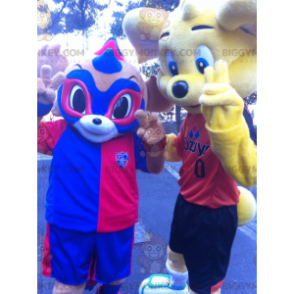 2 Maskot BIGGYMONKEY™: žlutý medvěd a modročervené maskované