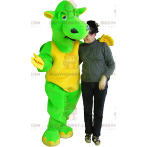 Costume de mascotte BIGGYMONKEY™ de dragon vert et jaune géant