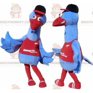 2 BIGGYMONKEY™s mascot of blue and red birds. 2 ostriches -