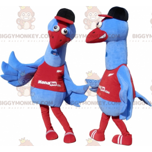 2 BIGGYMONKEY™s Maskottchen aus blauen und roten Vögeln. 2