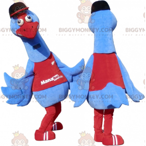 2 BIGGYMONKEY™s maskot af blå og røde fugle. 2 strudse -