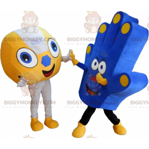 2 supporters maskot BIGGYMONKEY™ er en bold og en supporters hånd - Uklassificerede maskoter - BiggyMonkey.com
