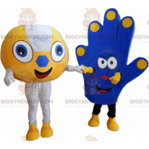 tifosi mascotte BIGGYMONKEY™s una palla e la mano di un tifoso