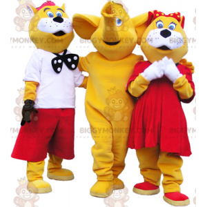 3 BIGGYMONKEY™s mascots: 2 yellow and white cats and an