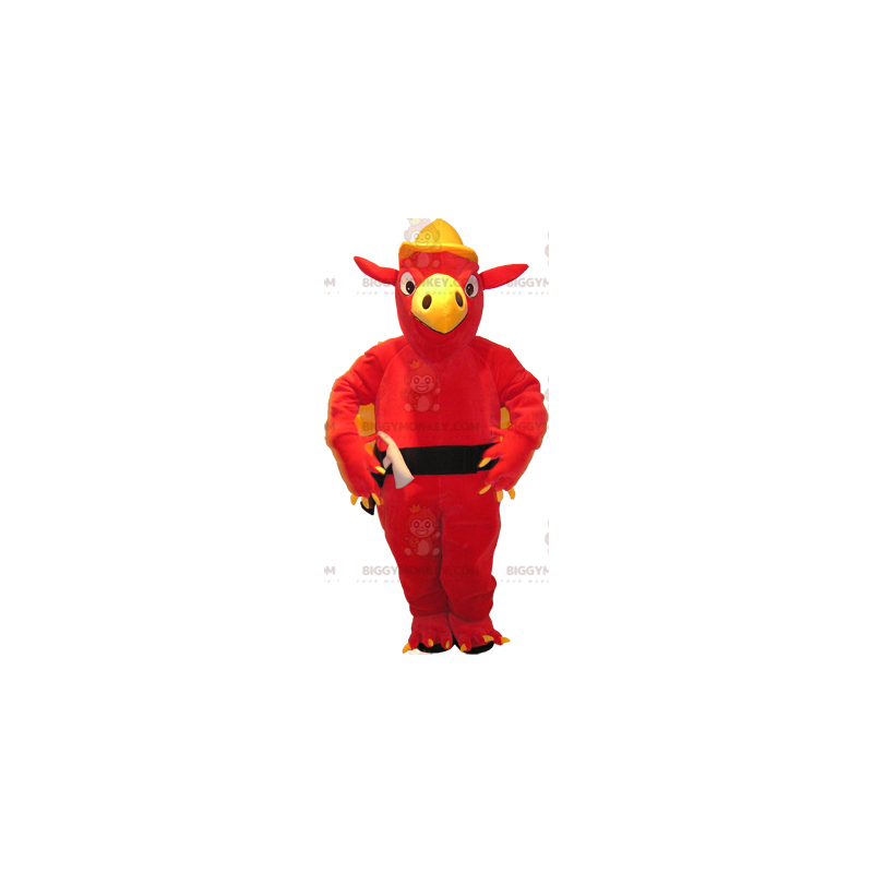 Fantasia de mascote BIGGYMONKEY™ pássaro abutre vermelho com roupa de faz-tudo - Mascote pássaro - BiggyMonkey.com