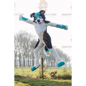 Black & Blue White Dog BIGGYMONKEY™ Mascot Costume –
