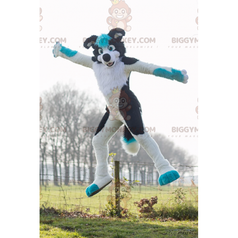 Black & Blue White Dog BIGGYMONKEY™ Mascot Costume – Black & Blue White Dog BIGGYMONKEY™ Mascot Costume –