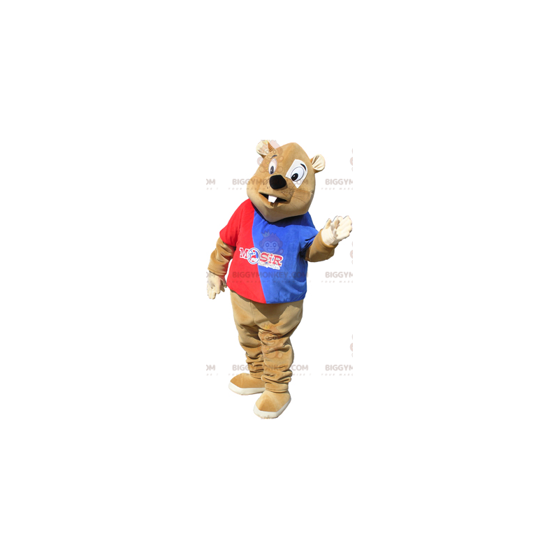 Costume de mascotte BIGGYMONKEY™ de castor marron avec une Costume de mascotte BIGGYMONKEY™ de castor marron avec une