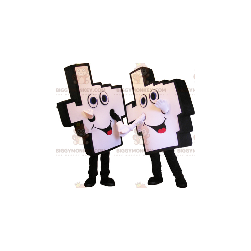 2 BIGGYMONKEY™s mascot of white and black supporter hands -
