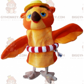 Disfraz de mascota BIGGYMONKEY™ Búho naranja y tostado con boya - Mascota del pájaro - BIGGYMONKEY_06162 - BiggyMonkey.com