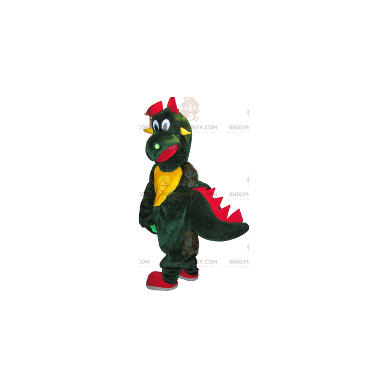 Giant Green Yellow & Red Dragon BIGGYMONKEY™ Mascot Costume – Giant Green Yellow & Red Dragon BIGGYMONKEY™ Mascot Costume –