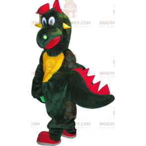 Jättegrön gul & röd drake BIGGYMONKEY™ maskotdräkt -