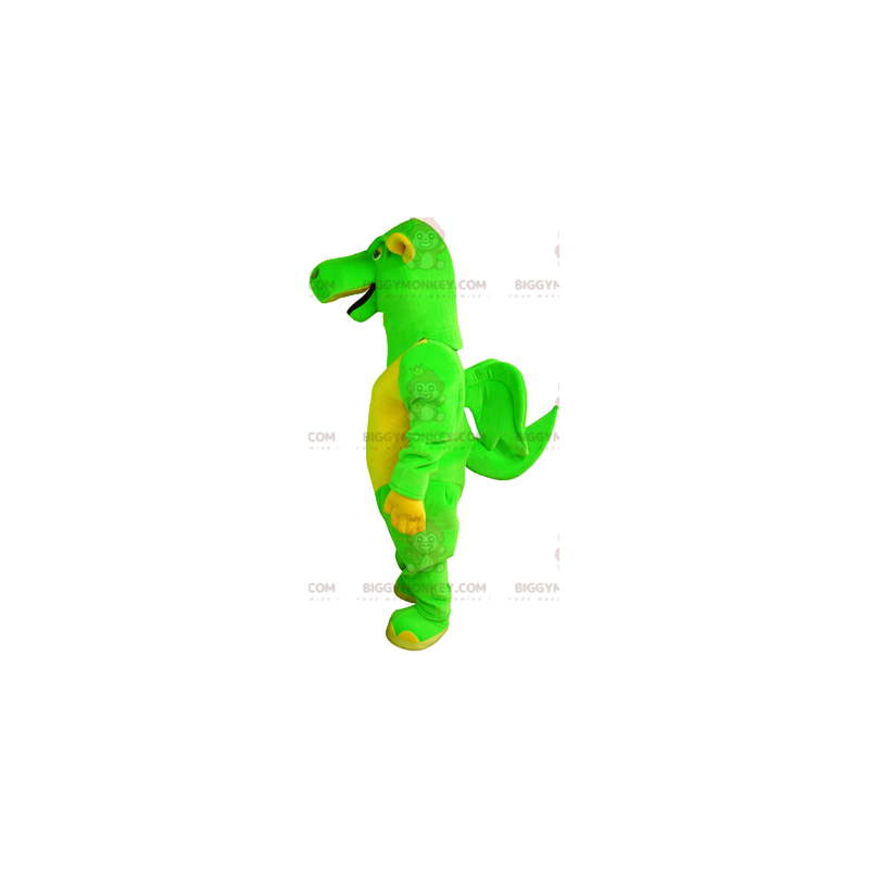 BIGGYMONKEY™ Costume da mascotte Drago verde e giallo con ali BIGGYMONKEY™ Costume da mascotte Drago verde e giallo con ali