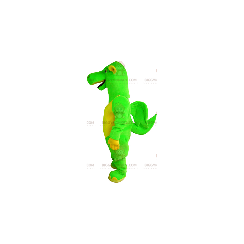 BIGGYMONKEY™ Mascot Costume Green and Yellow Dragon with Small