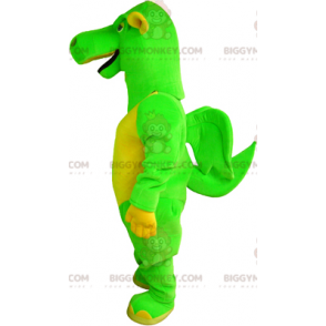 BIGGYMONKEY™ Mascot Costume Green and Yellow Dragon with Small