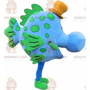 Blue and Green Fish BIGGYMONKEY™ Mascot Costume with Hat –