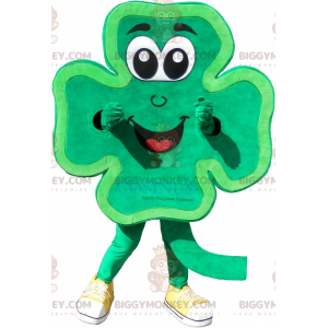 Smiling Green 4 Leaf Clover BIGGYMONKEY™ maskotdräkt -