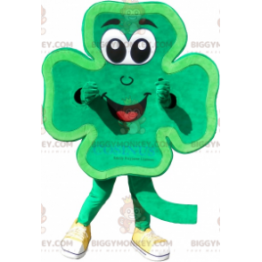 Smiling Green 4 Leaf Clover BIGGYMONKEY™ maskotdräkt - Plantera maskot - BIGGYMONKEY_06171 - BiggyMonkey.com