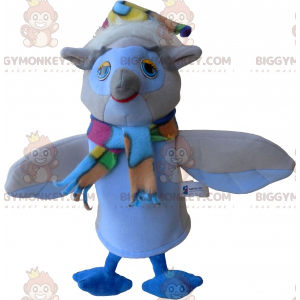 BIGGYMONKEY™ Beige and White Owl Mascot Costume with Scarf and